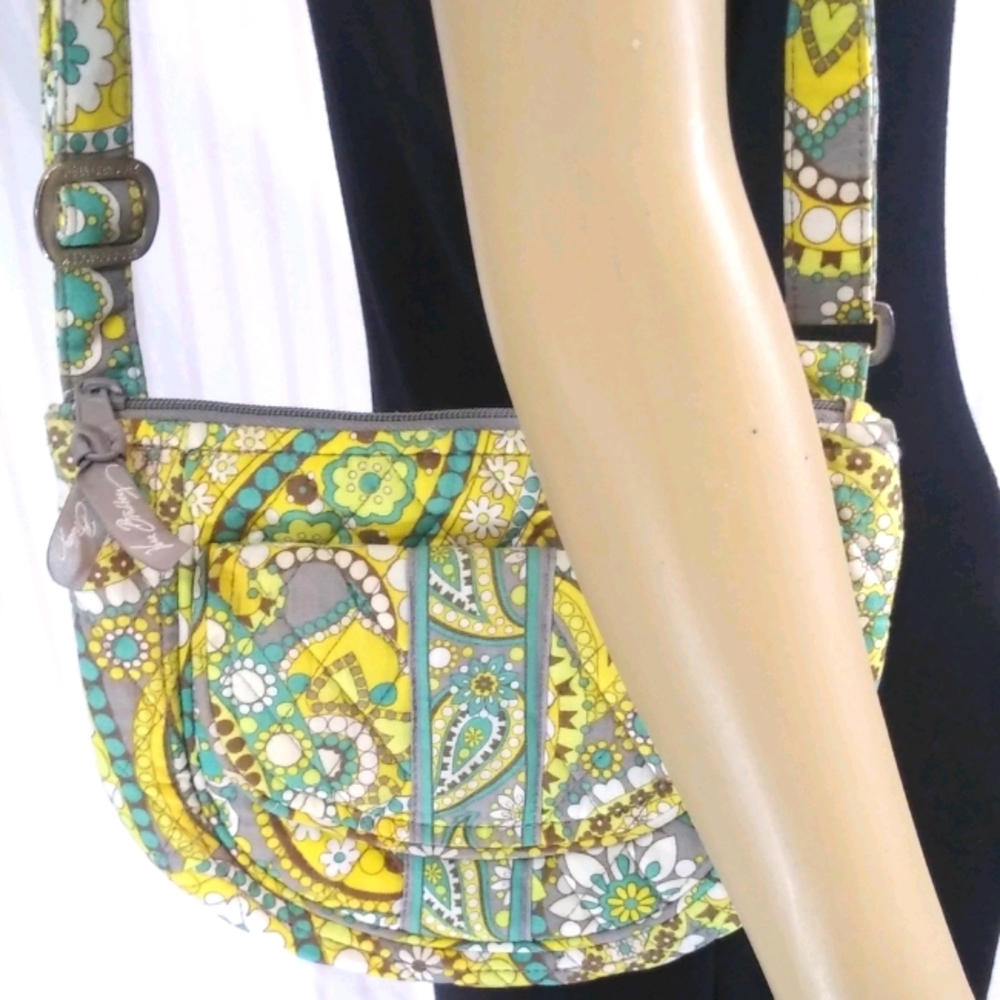 VERA BRADLEY 2011 Lemon Parfait Quilted Cotton Small Convertible Bag Clean EUC